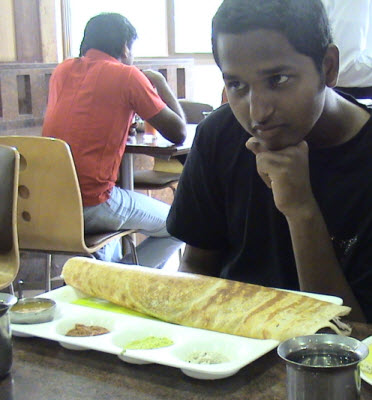 Tim with his masala dosai in Chennai