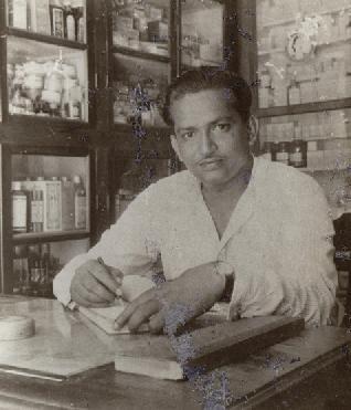 My father at work in his pharmacy